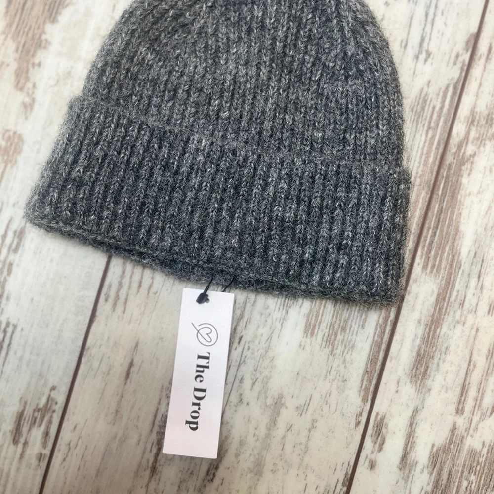 NWT The Drop Ribbed Knit Knot Beanie – Heather Gray, One Size - Picture 4 of 10